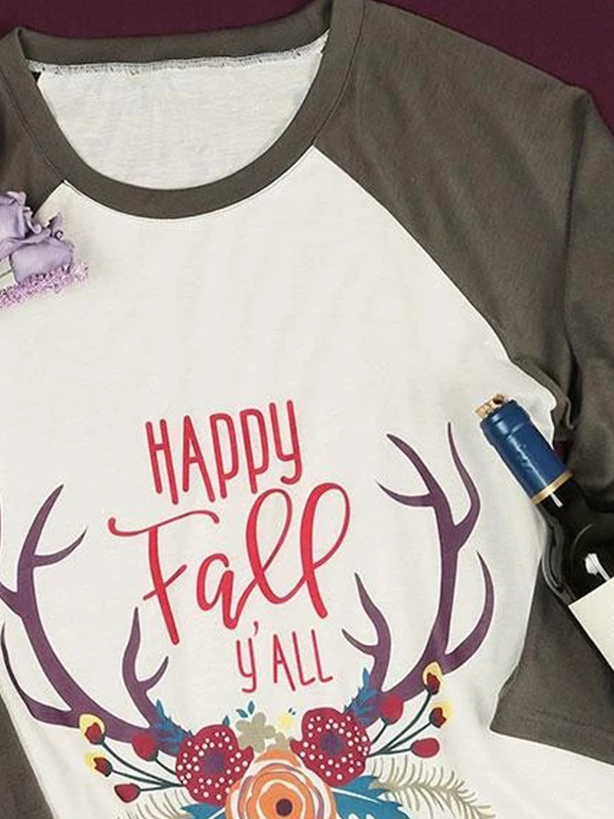 White Vintage Long Sleeve Crew Neck Cotton-Blend Shirts & Tops