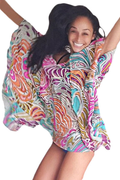Eye-candy Random Print Beach Tunic Cover up