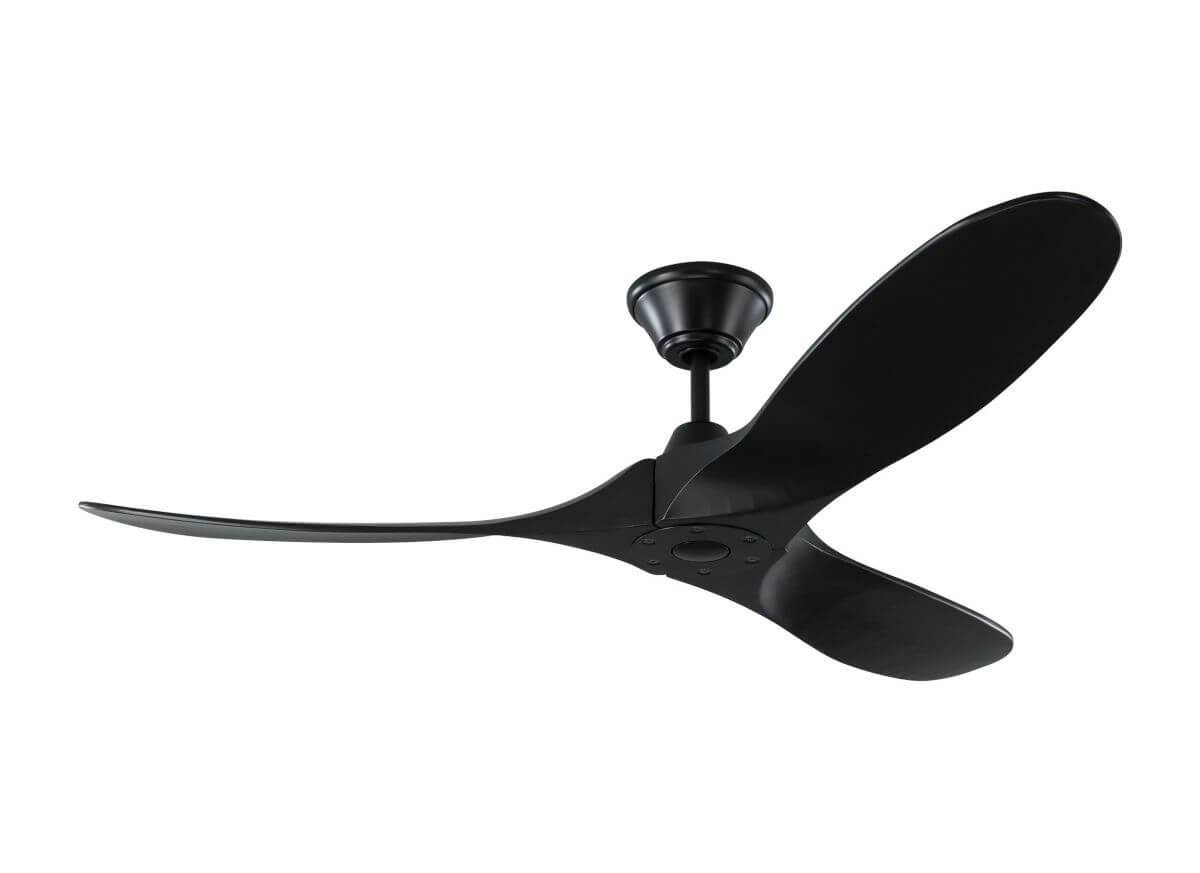 52 inch Maverick II Matte Black Ceiling Fan with 3 Black Wood Blades
