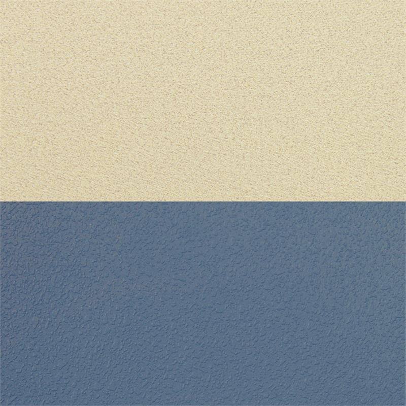 Regency Kee 48x22 Round Breakroom Table- Beige/ Black 4 Zeng Stack Chairs- Blue