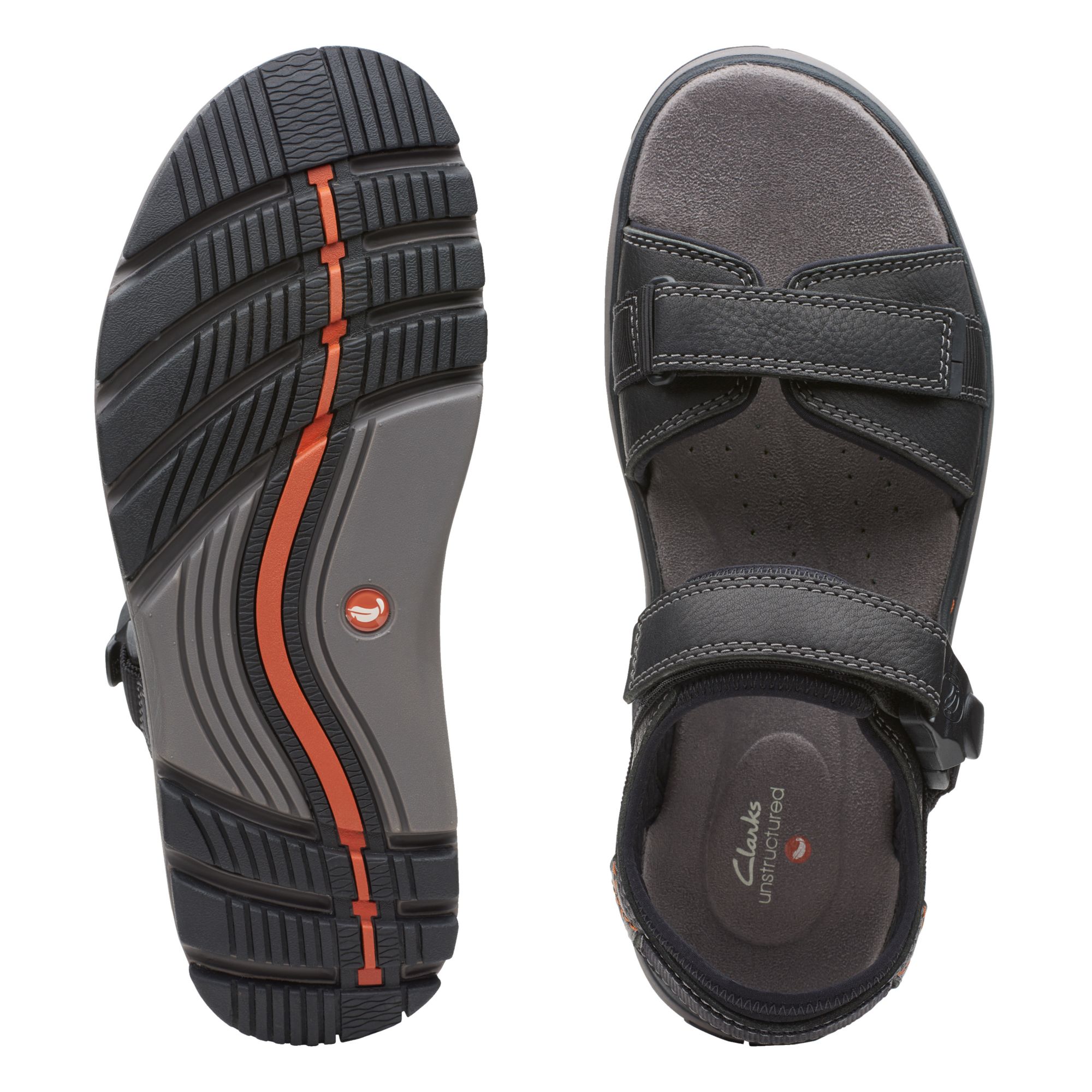 Men Sandals Un Trek Part Black Leather