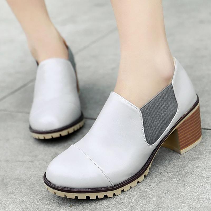 Women PU Booties Casual Comfort Chunky Heel Shoes