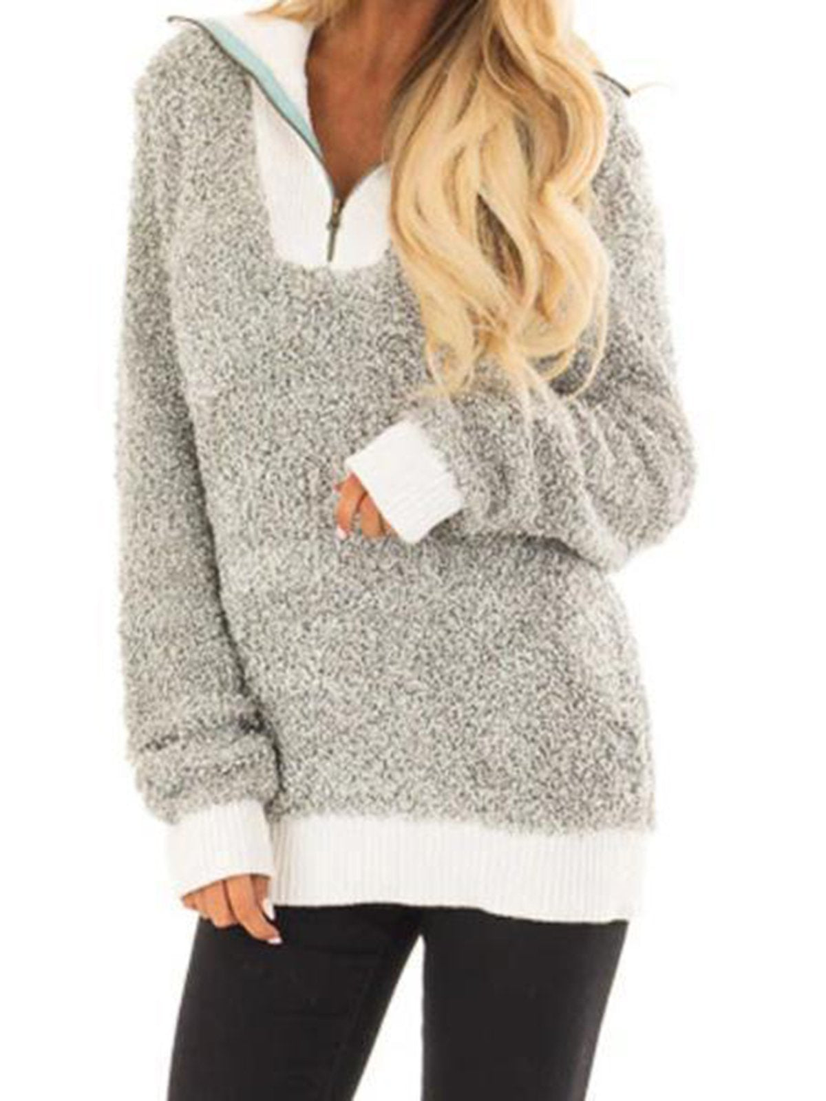 Paneled Long Sleeve Cashmere Sweaters