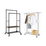 2 Shelf Rolling Clothes Rack for Indoor / Outdoor, Living Room & Bathroom
