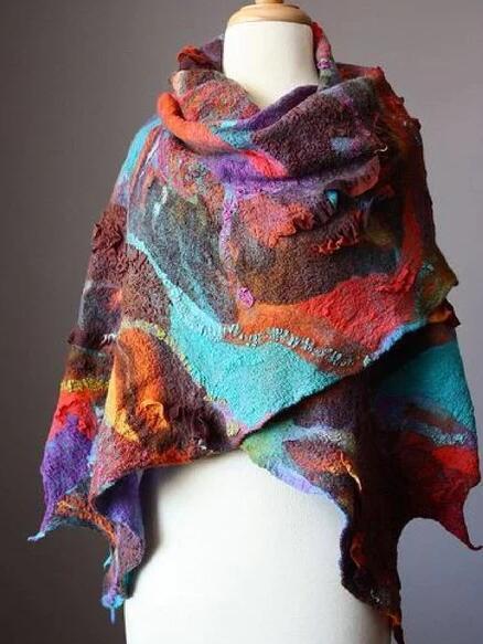 Purplish Red Casual Color-Block Scarves & Shawls