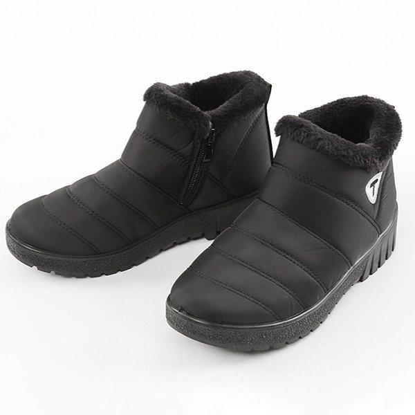 Warm Waterproof Cloth Low Heel Snow Boots