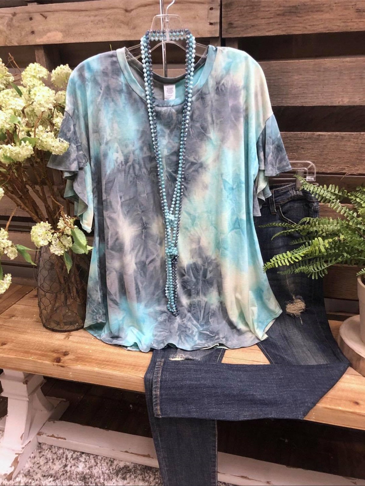 Blue Short Sleeve Shift Shirts & Tops