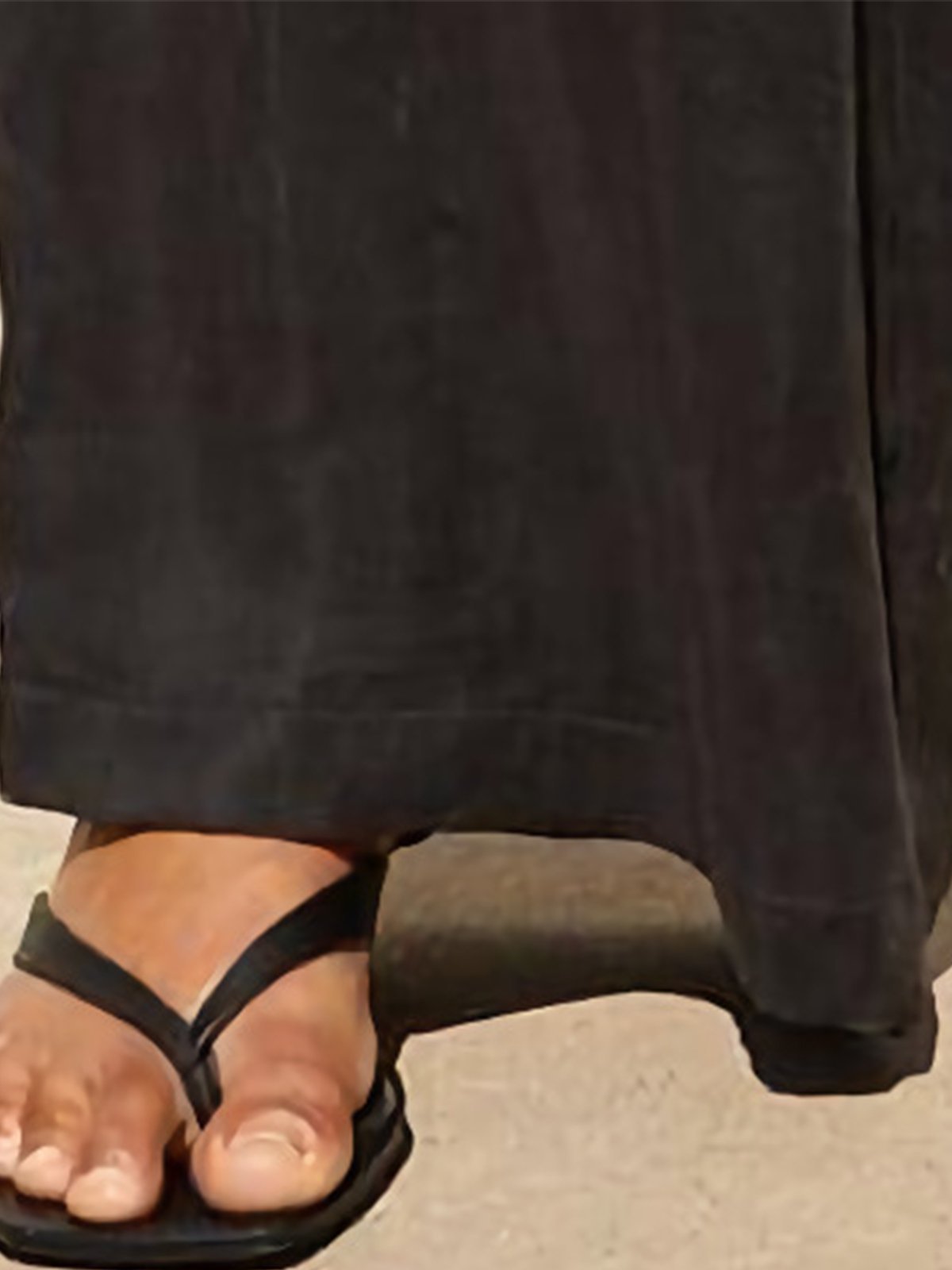 Black V Neck Buttoned Sexy Cotton-Blend Pants