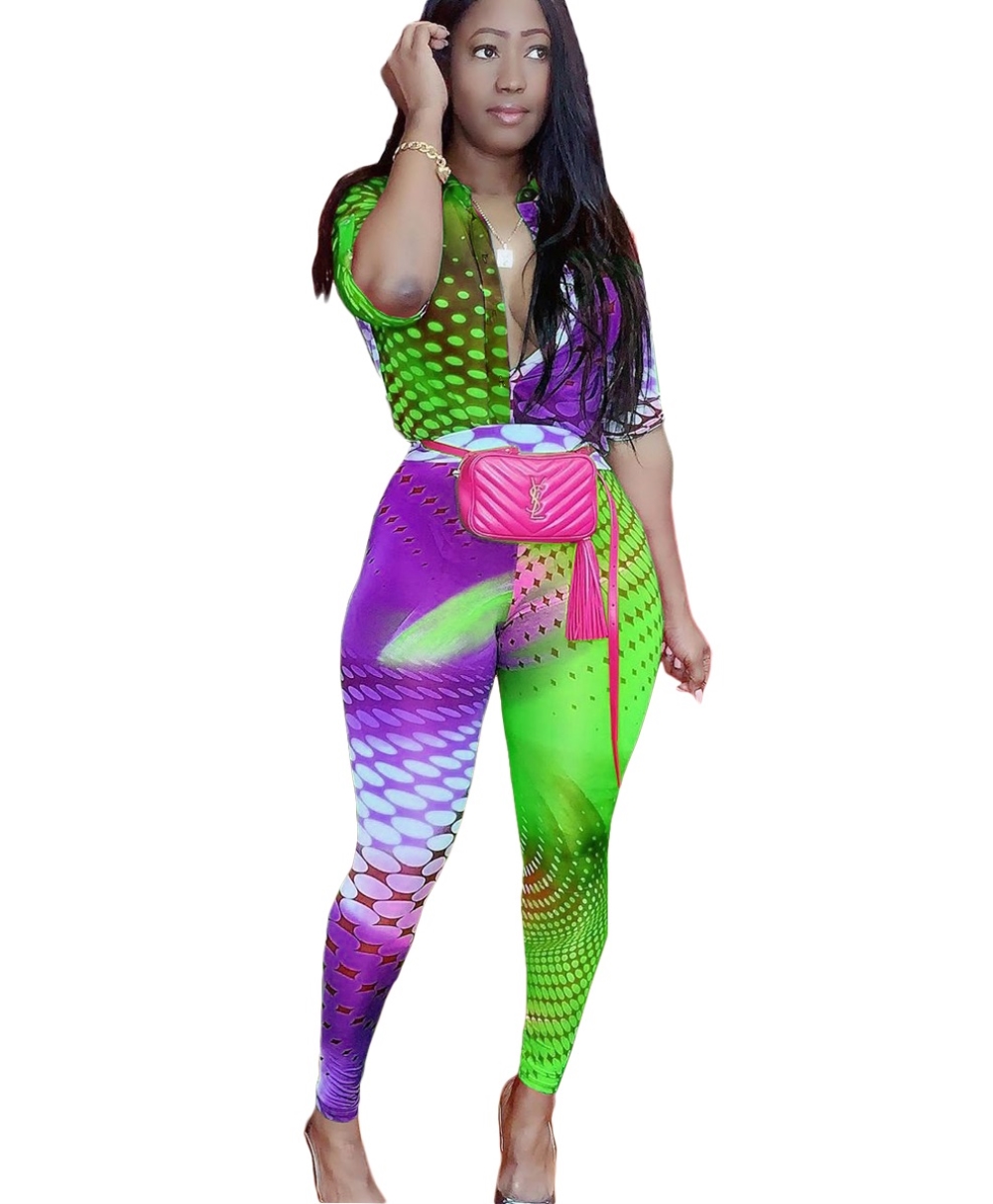 African Colorful Blouse and Pants Set