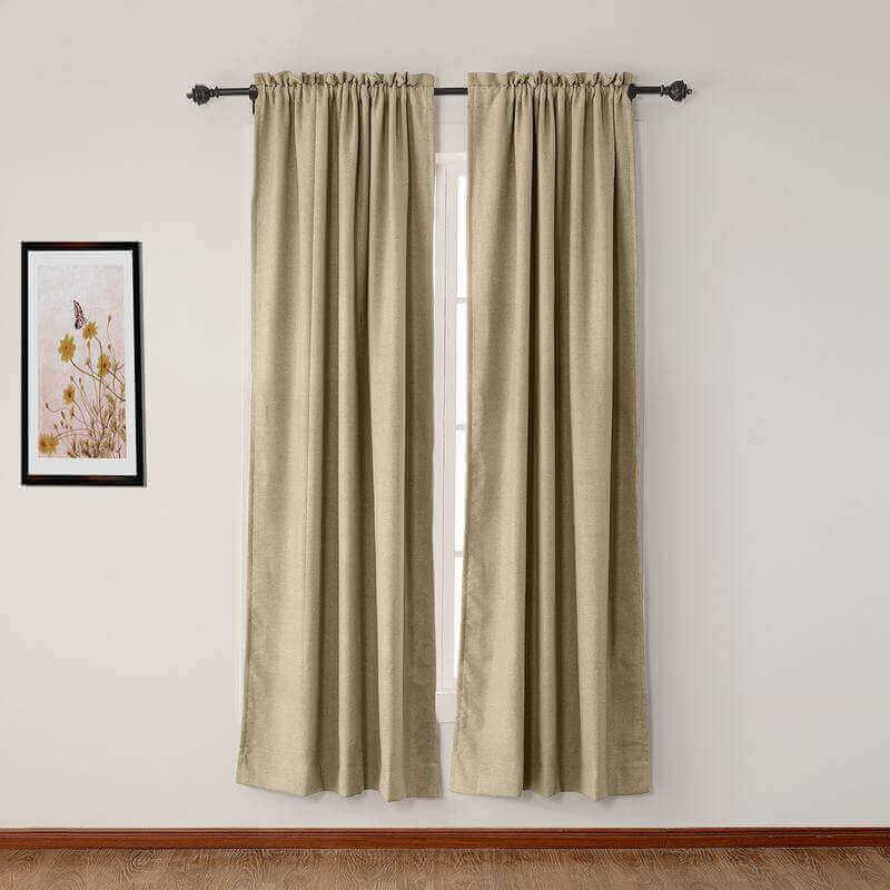 CUSTOM Olive Beige Sand Luxury Textured Faux Linen Curtain