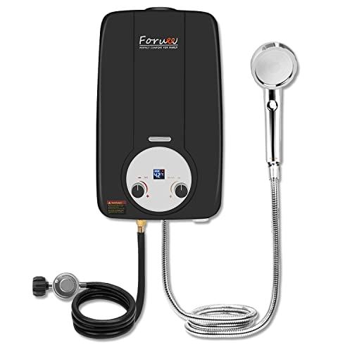 Portable Tankless Water Heater Propane Shower, 1.85GPM/7Litre Capacity, 6-IN-1