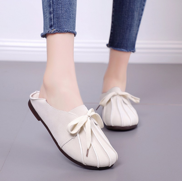 Solid Color Lace-up PU Flat Heel Casual Loafers
