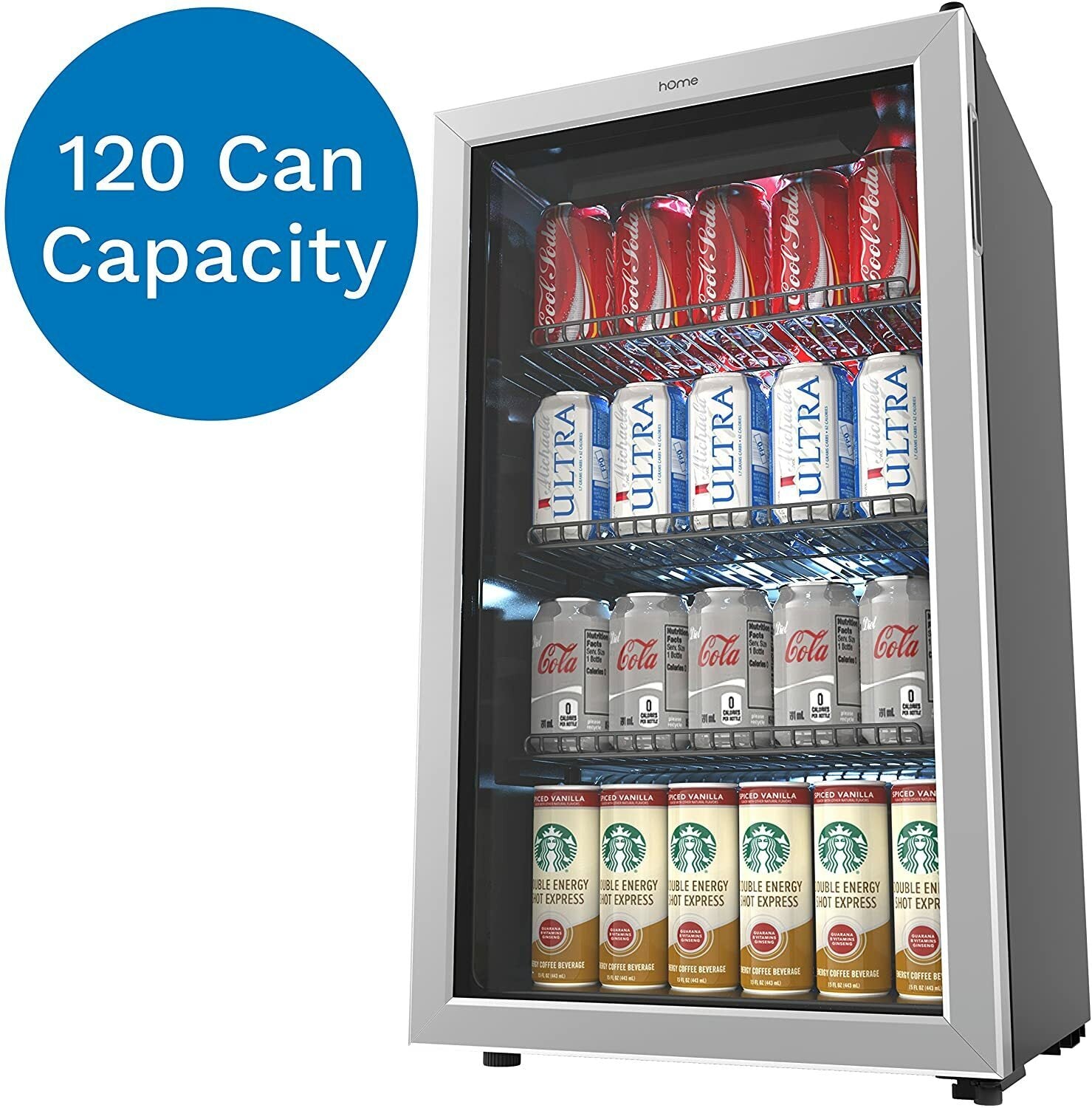 hOmeLabs Beverage Refrigerator and Cooler - 120 Can Mini Fridge with