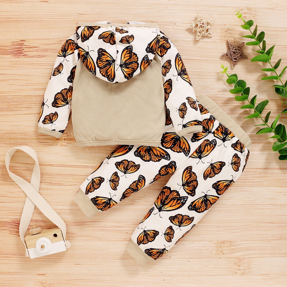 Kids Girl Autumn Two Piece Butterfly Hoodie Tracksuit