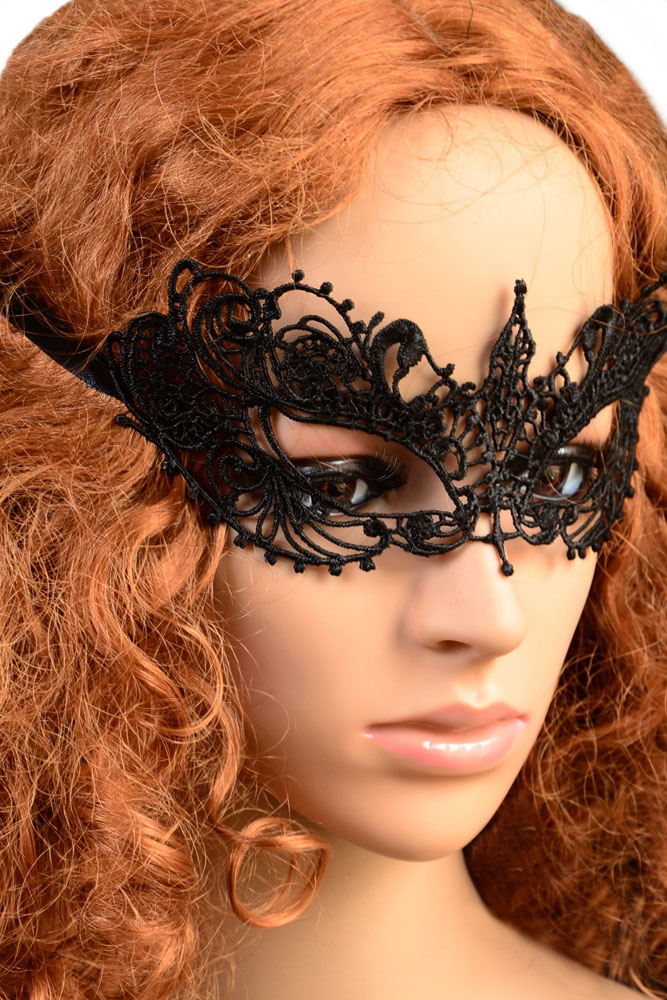 Black Lace Floral Eye Mask Venetian Masquerade Mask