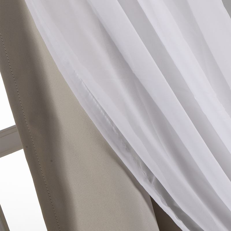 Layered Curtain Mix & Match Elegance White Crushed Voile x Blackout Curtain Grommet Panel ELI