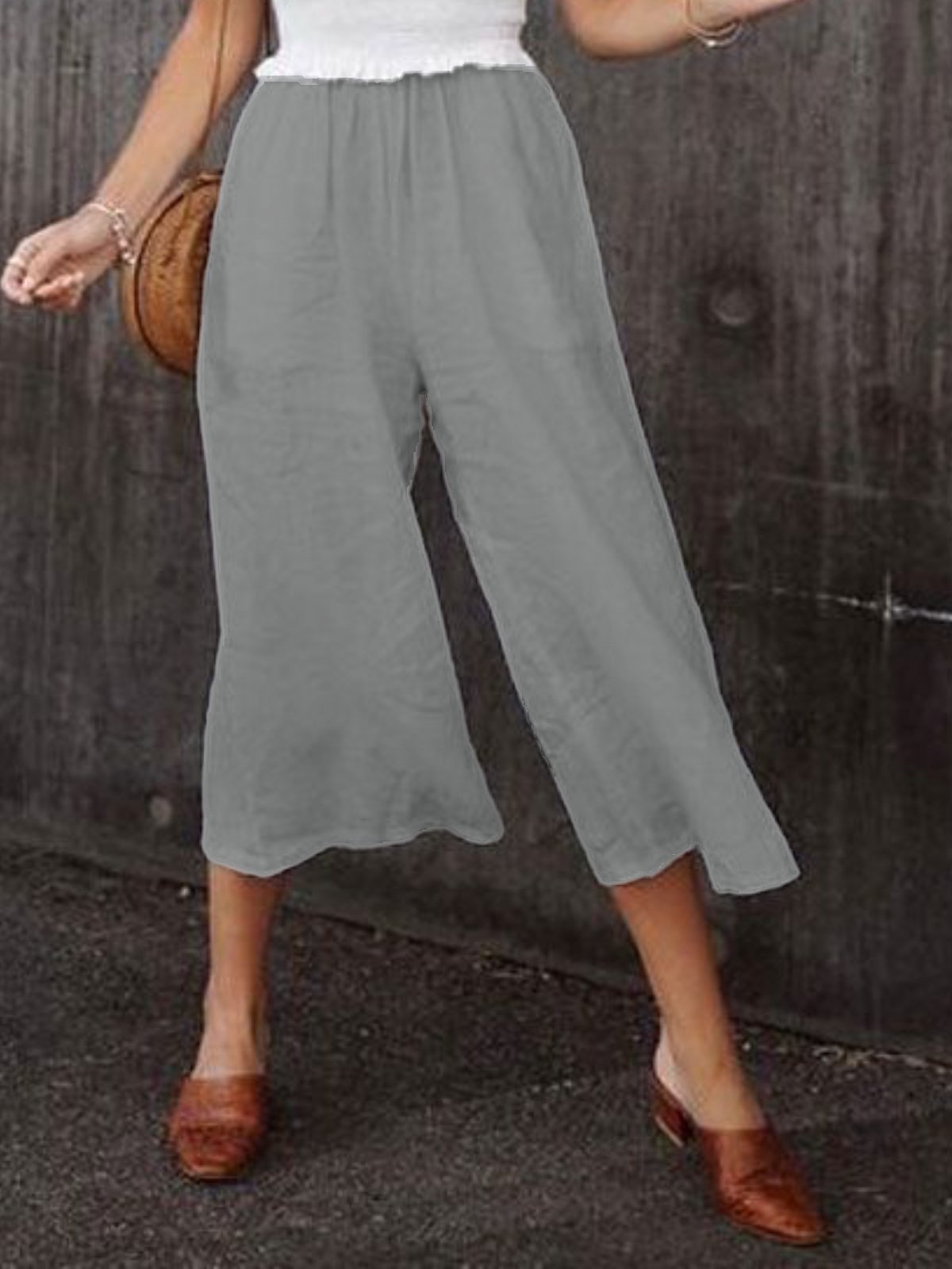 Casual Cotton Plain Pants