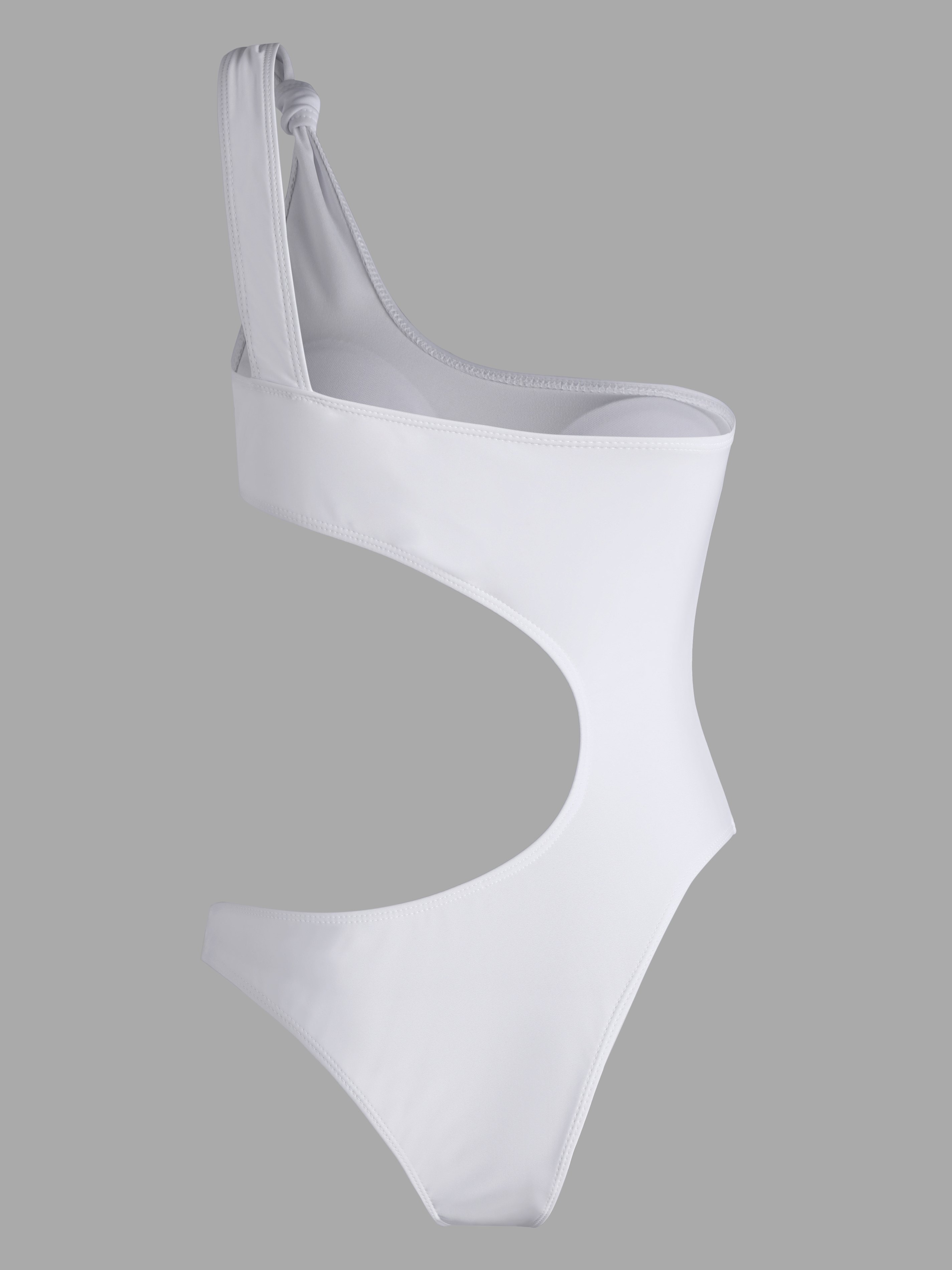 Solid One Shoulder One-Piece Swimsuit