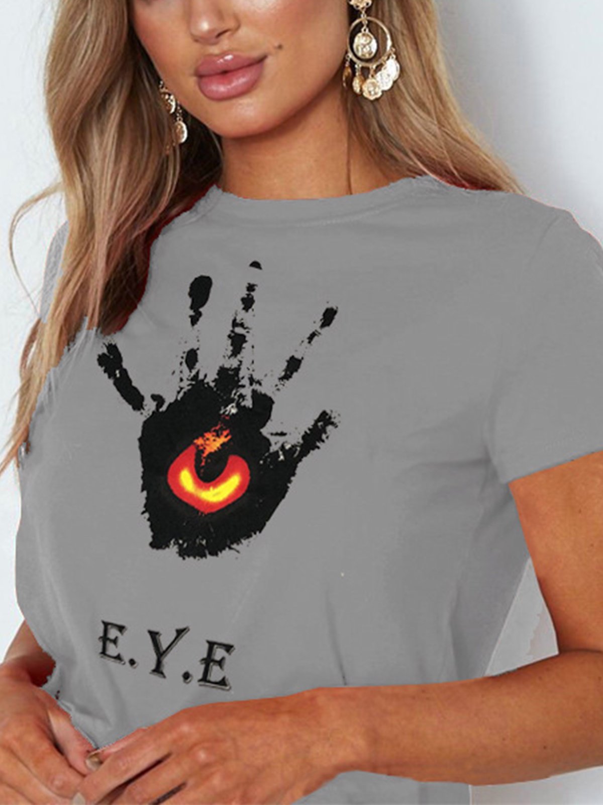 Round Neck Floral-Print Cotton Shirts & Tops