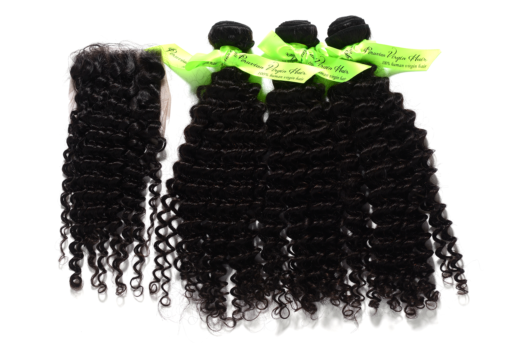 8A Deep wave,1PC Top Closure with 3PCS Peruvian Virgin Hair Weft,Mocha  Product,4PCS Lots,Best Match