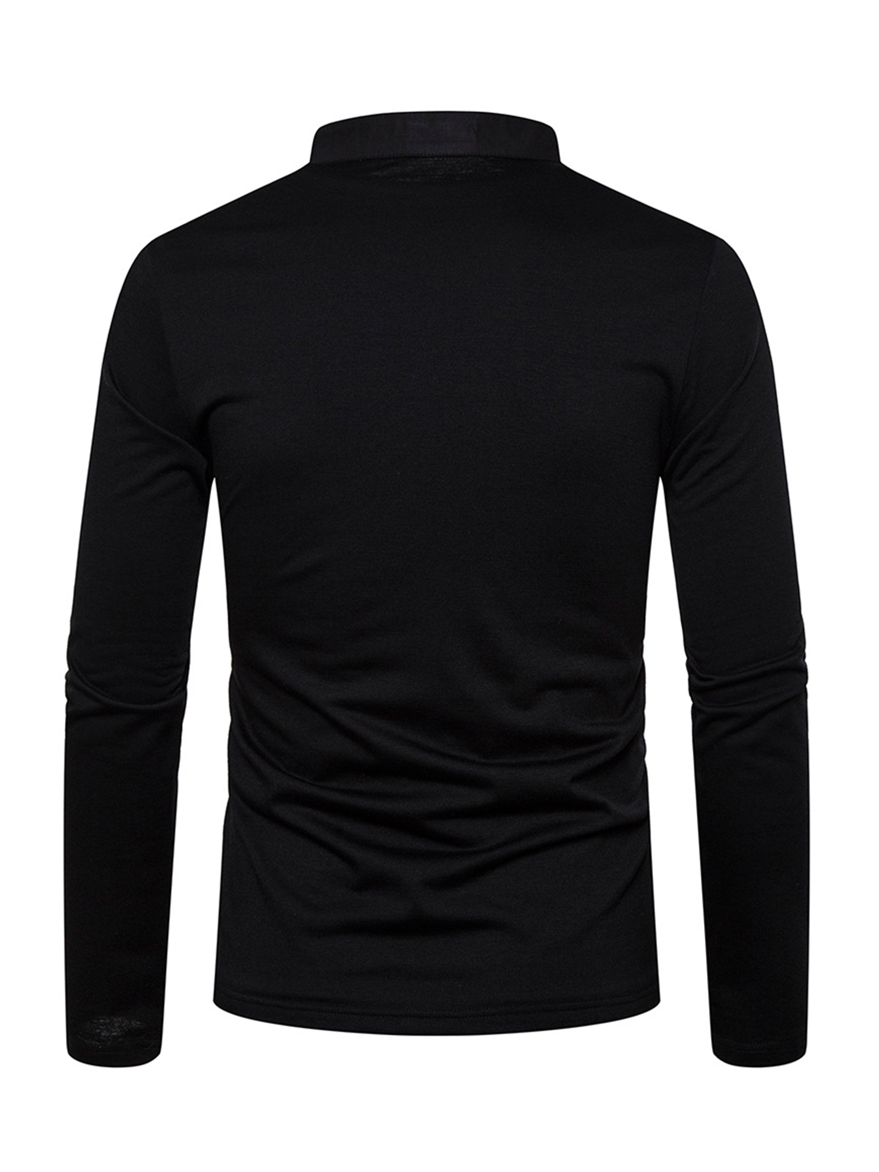 Men's Casual Solid Button Decor Polo Shirt