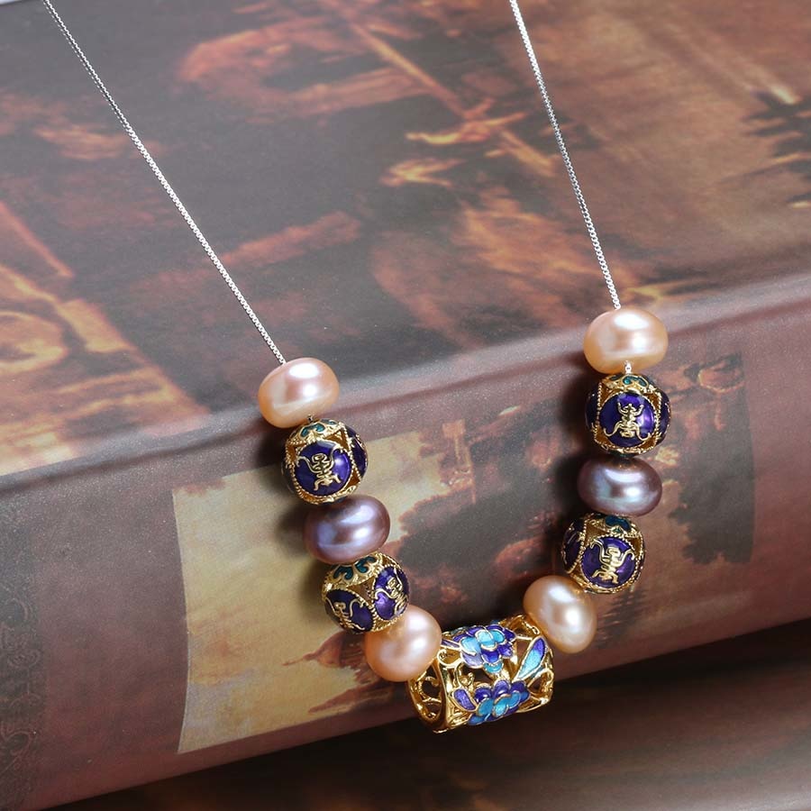 ヨーロッパスタイル天然真珠のネックレス AAAA 高品質新ブルーアクセサリーと 45 センチメートルシルバーチェーン