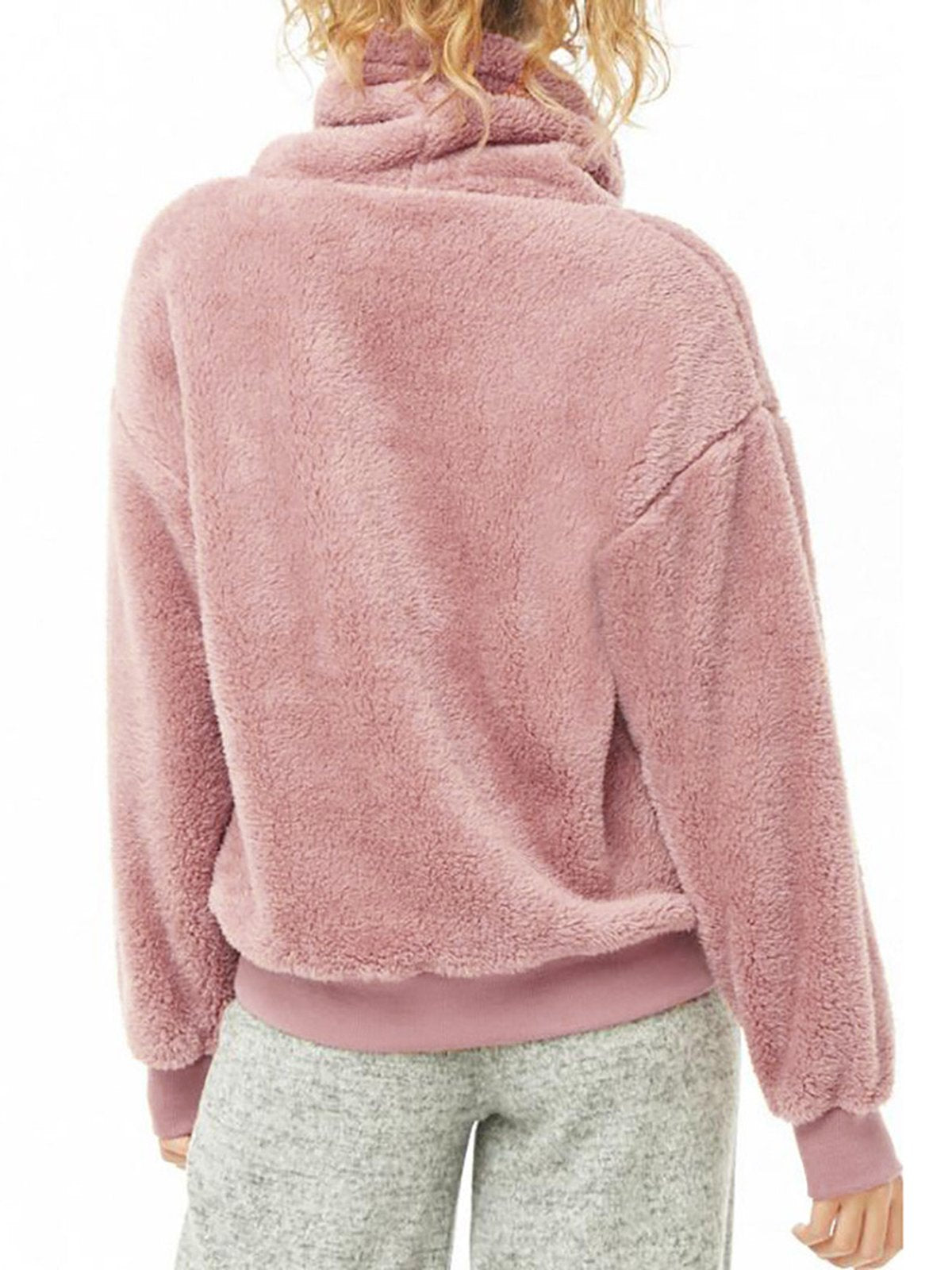 Solid Turtle Neck Casual Plain Hoodies