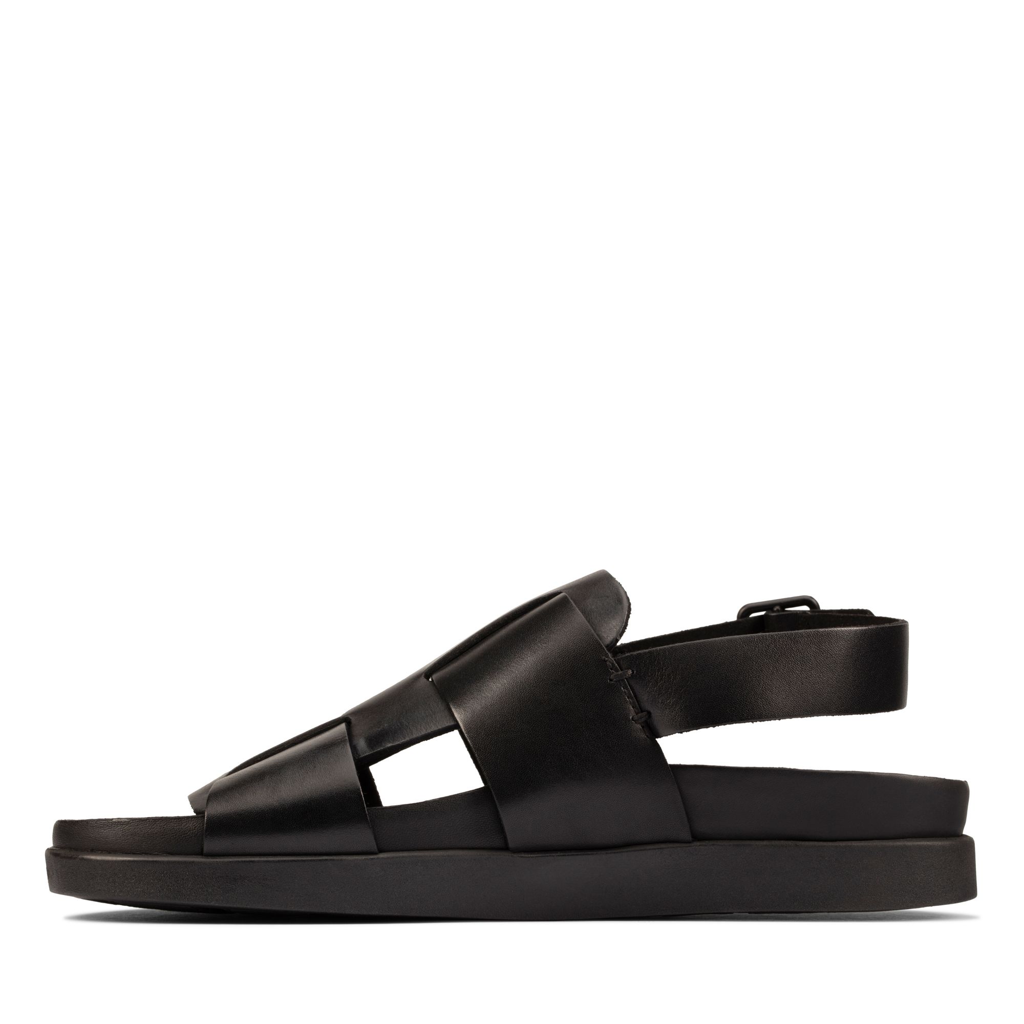 Men Sandals Sunder Strap Black Leather