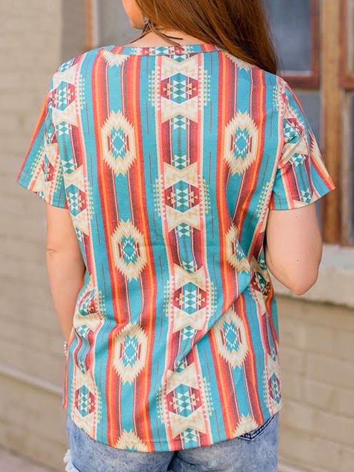 Stripes Short Sleeve Crew Neck Shirts & Tops