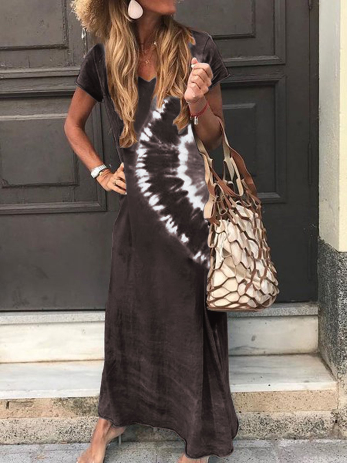 Ombre/tie-Dye Short Sleeve Dresses