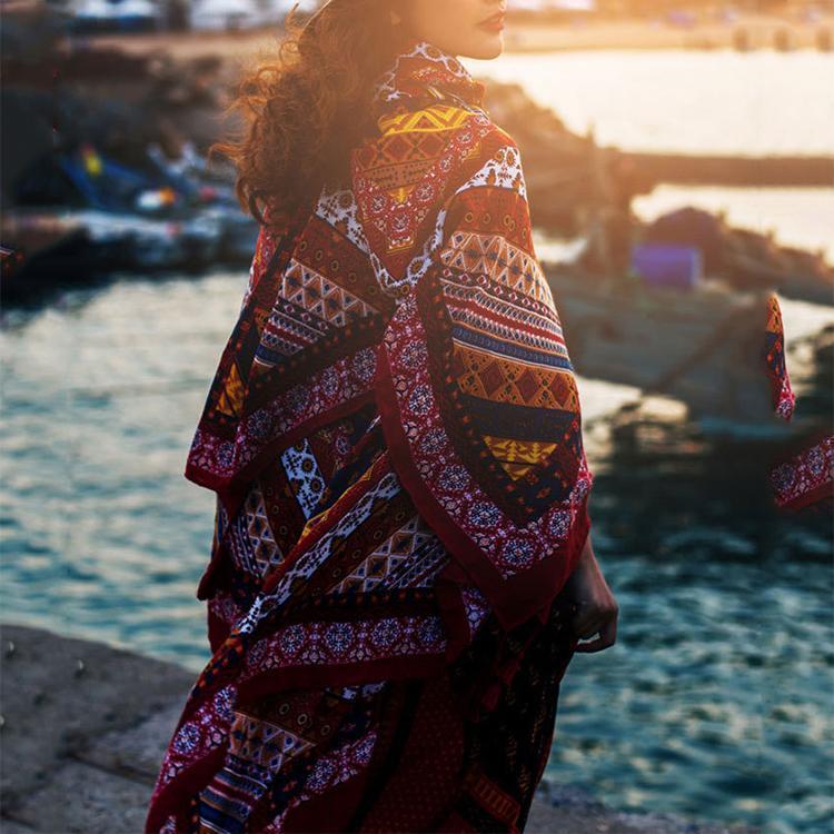 Bohemian Printing Tassel Cardigan Seaside Beachwear