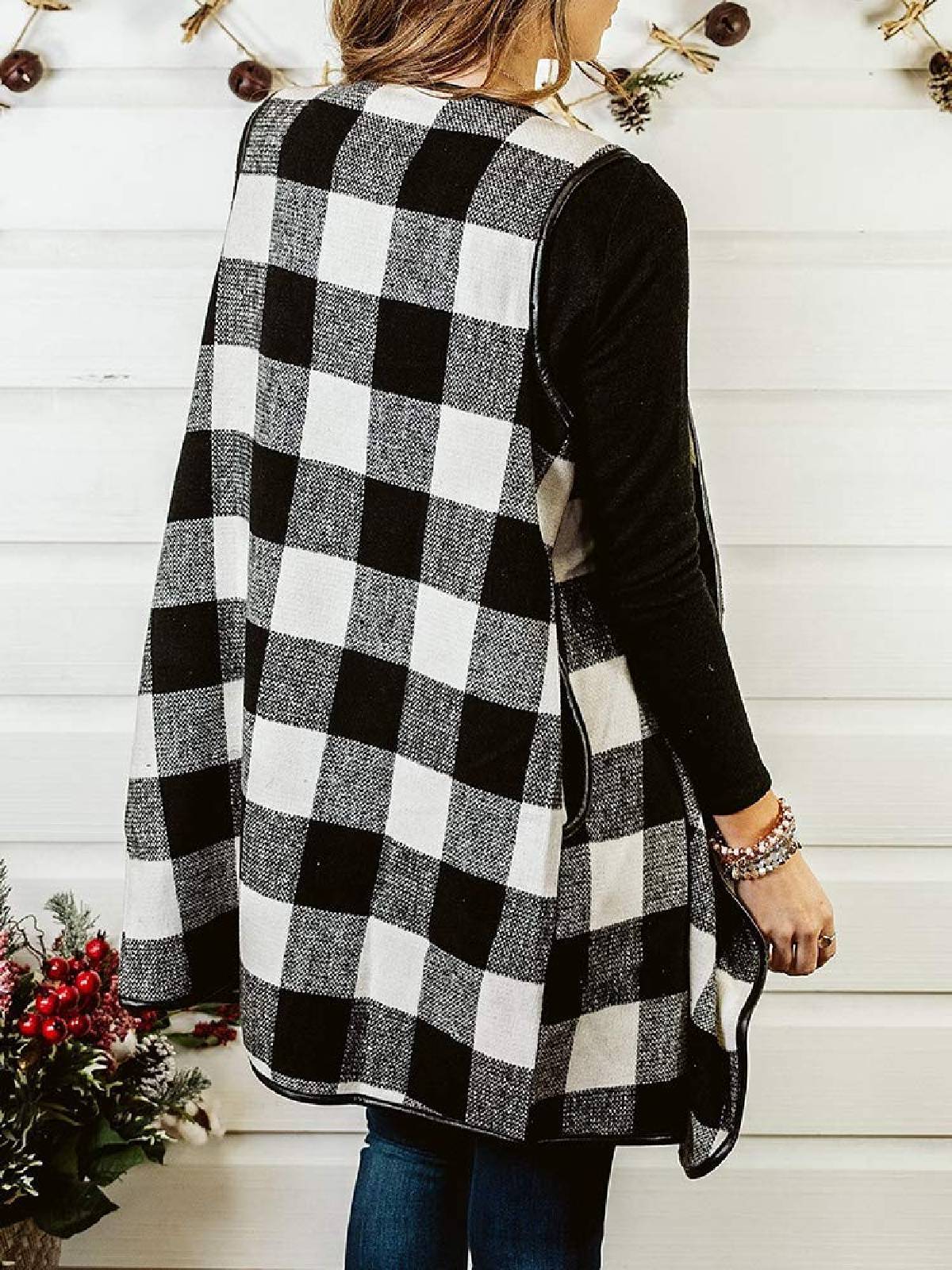 Sleeveless Round Neck Casual Outerwear