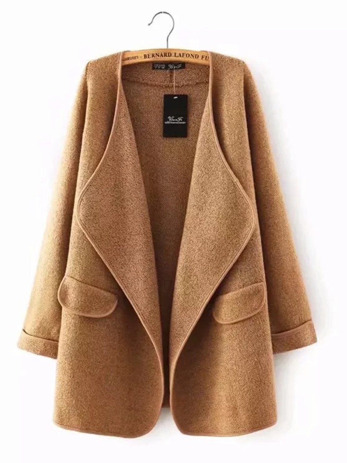 Camel Solid Casual Quilted Coat