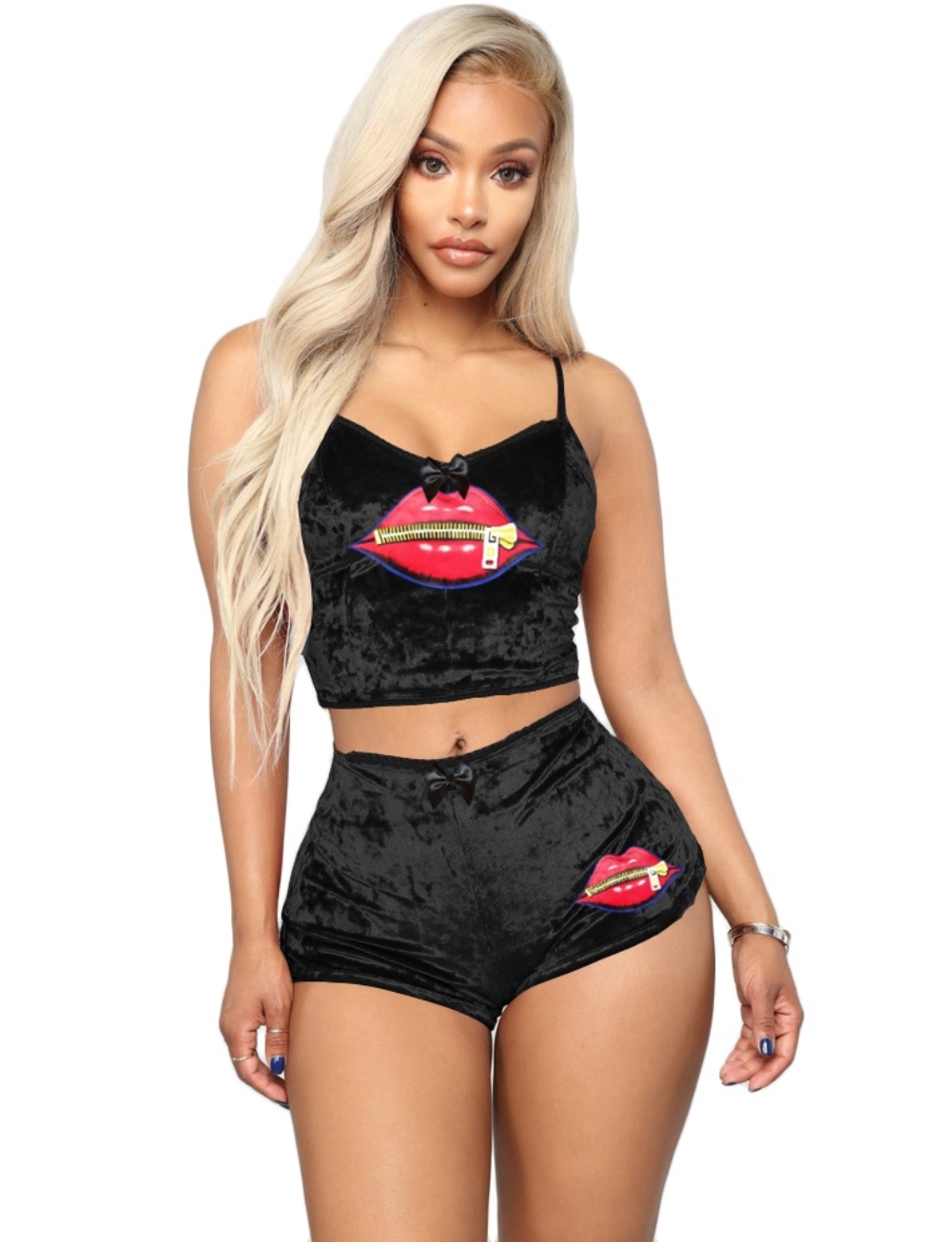 Summer Sports Two Piece Velvet Short Set