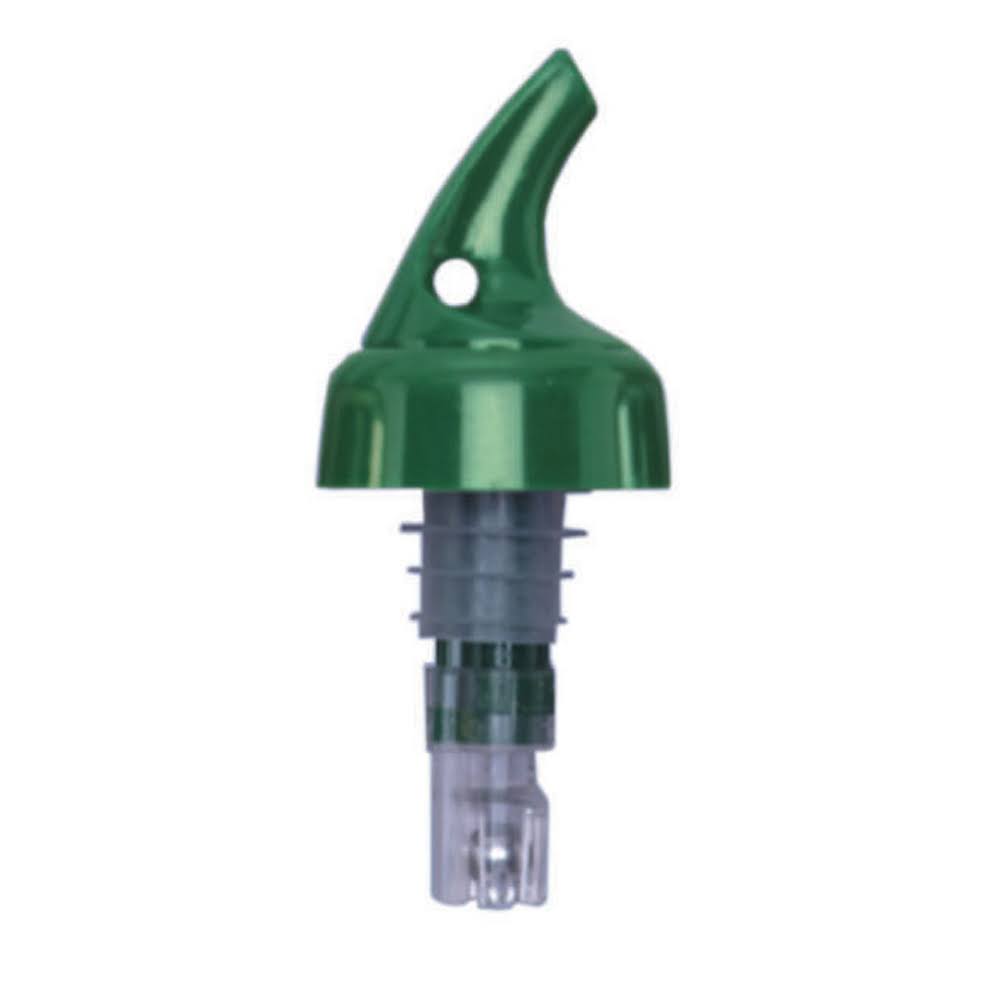 Posi-Por 2000 1-1/8 oz. Green Plastic Measured Liquor Pourers, Spill Stop 384-25
