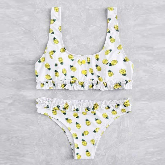 Bikini drăguți, cu imprimeu de ananas compus din două piese