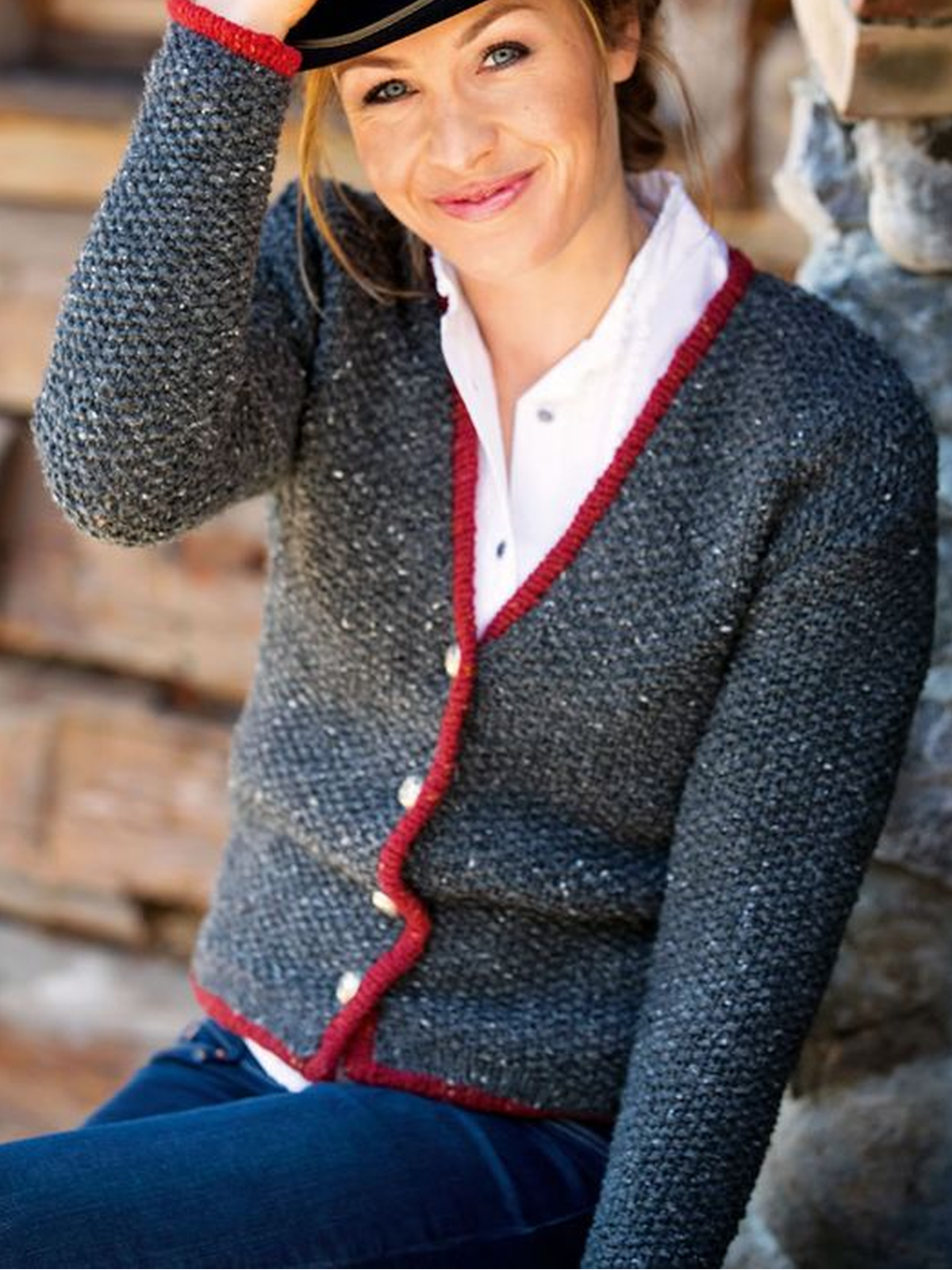 Gray Long Sleeve V Neck Sweater