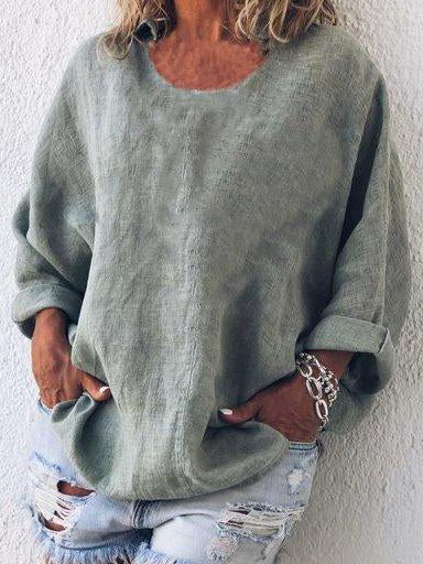 Crew Neck Long Sleeve Casual Shirts & Tops