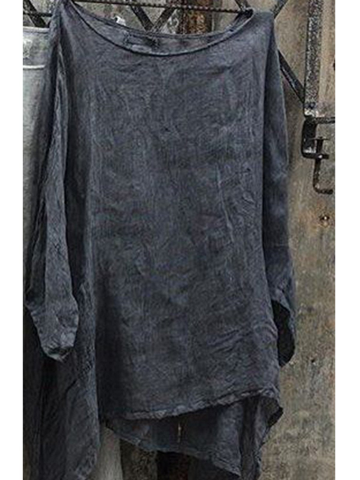 Round Neck Long Sleeve Casual Shirts & Tops