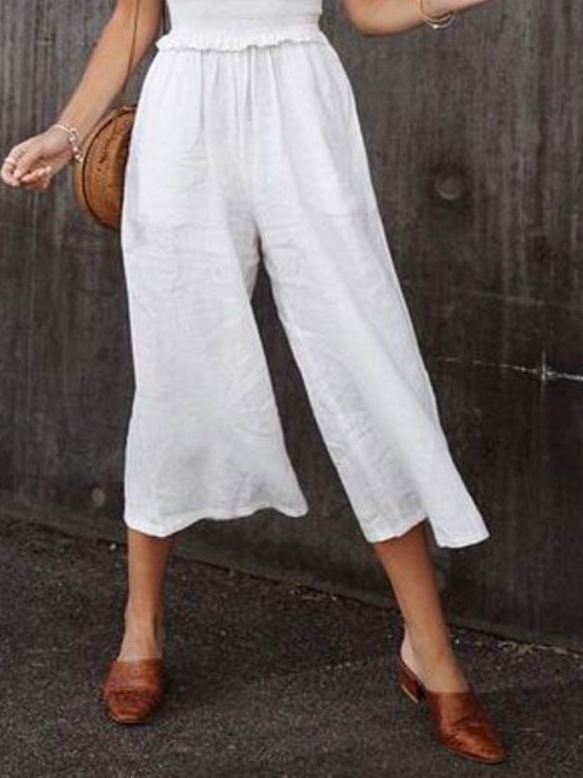 Casual Cotton Plain Pants