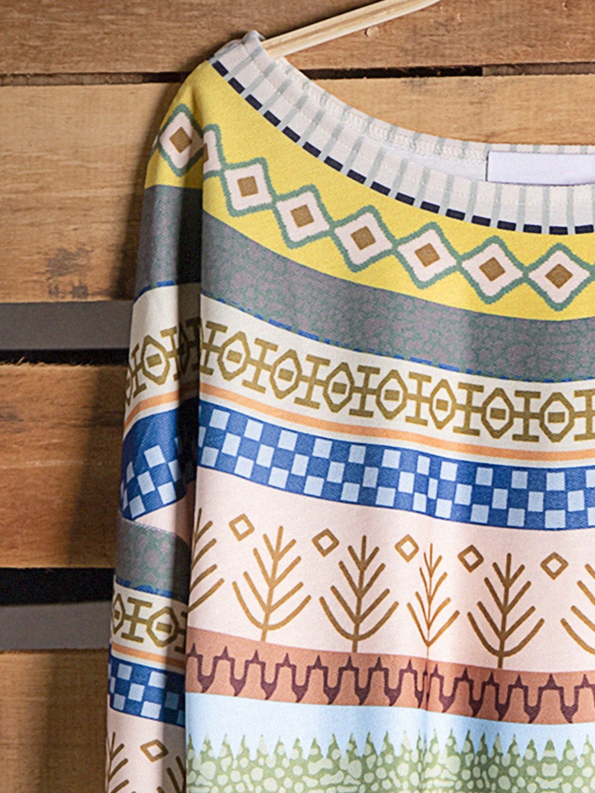 Long Sleeve Crew Neck Stripes Cotton-Blend Shirts & Tops