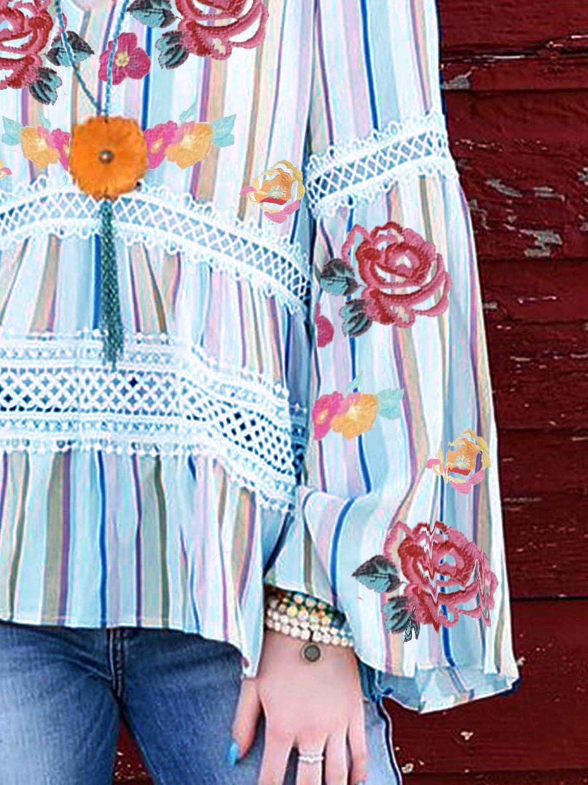 Long Sleeve Holiday V Neck Shirts & Tops