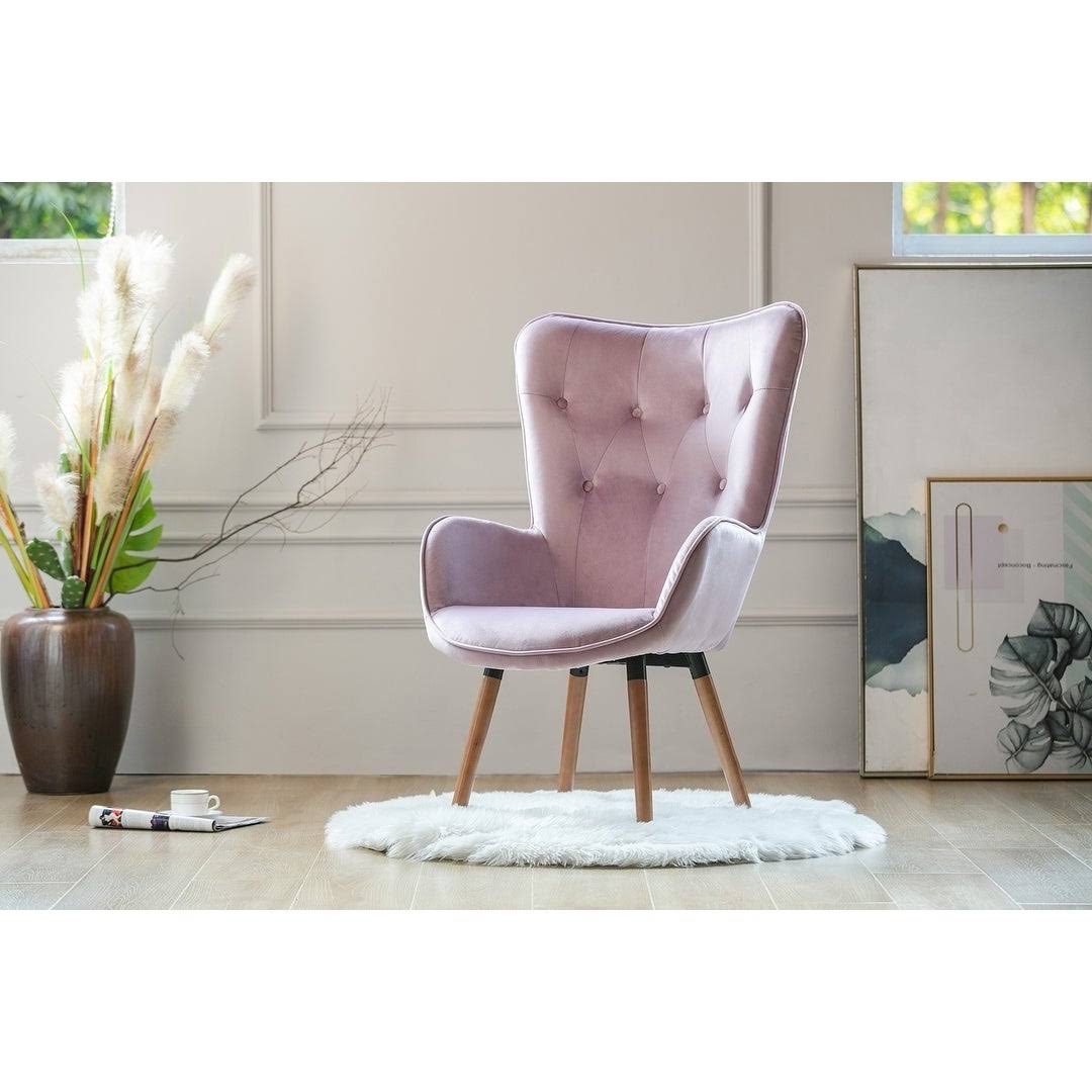 Porthos Home Fosco Arm Chairs for Living Room, Wingback in Velvet - Pink