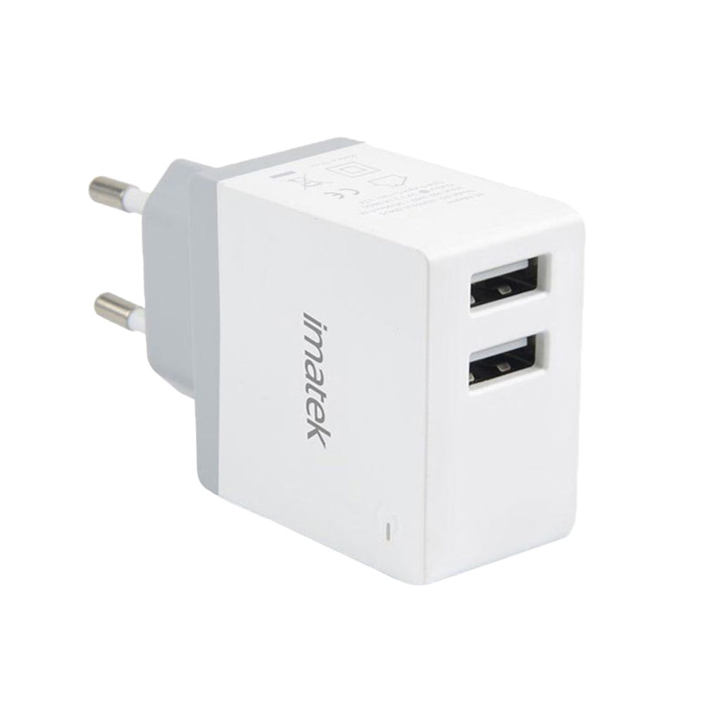 Cargador, IMATEK TC2002 Blanco Cargador USB de Pared con 2 Puertos USB Power 12W / 5V 2.4A (Max), Compatible con Apple iOS, Android, iPhone 7/6s/6/Plus, iPad, iPod, Galaxy S8/S7/S6/Edge, Note 5, HTC & more phones, Tablet, Kindle.