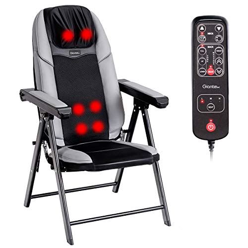 Portable Folding Shiatsu Massage Chair w/ Heat & USB Port for Muscle Relief & Home