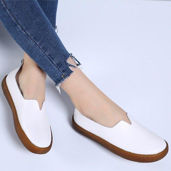 Solid Color Proof-water Platform Casual All Season Flat Heel Loafers