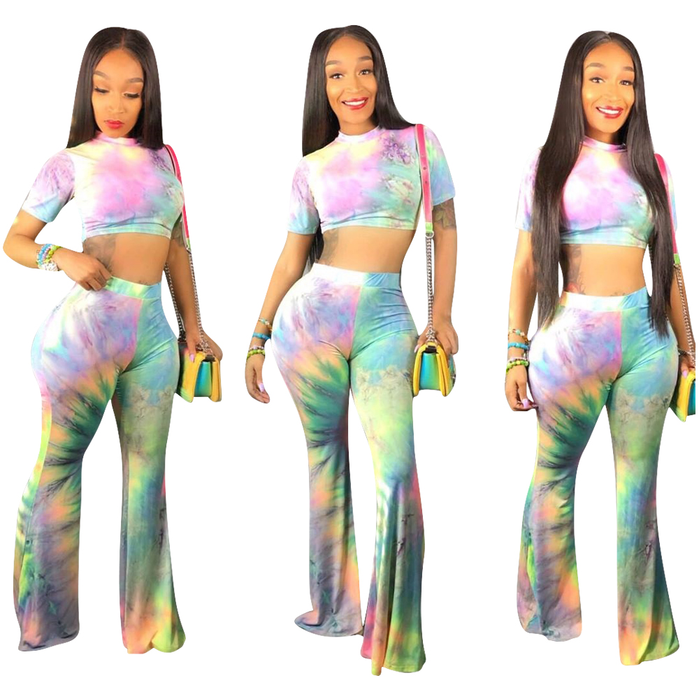 Sexy Colorful Crop Top and Leggings