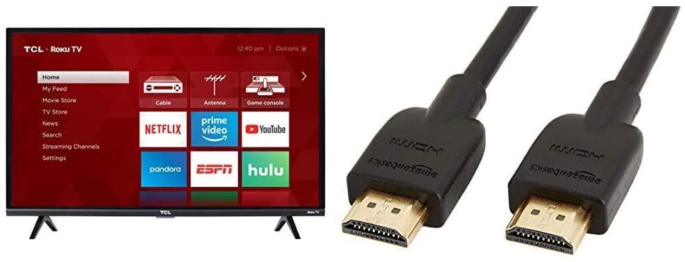 TCL 32S327 32-Inch 1080p Roku Smart LED TV (2018 Model) & Amazon Basics