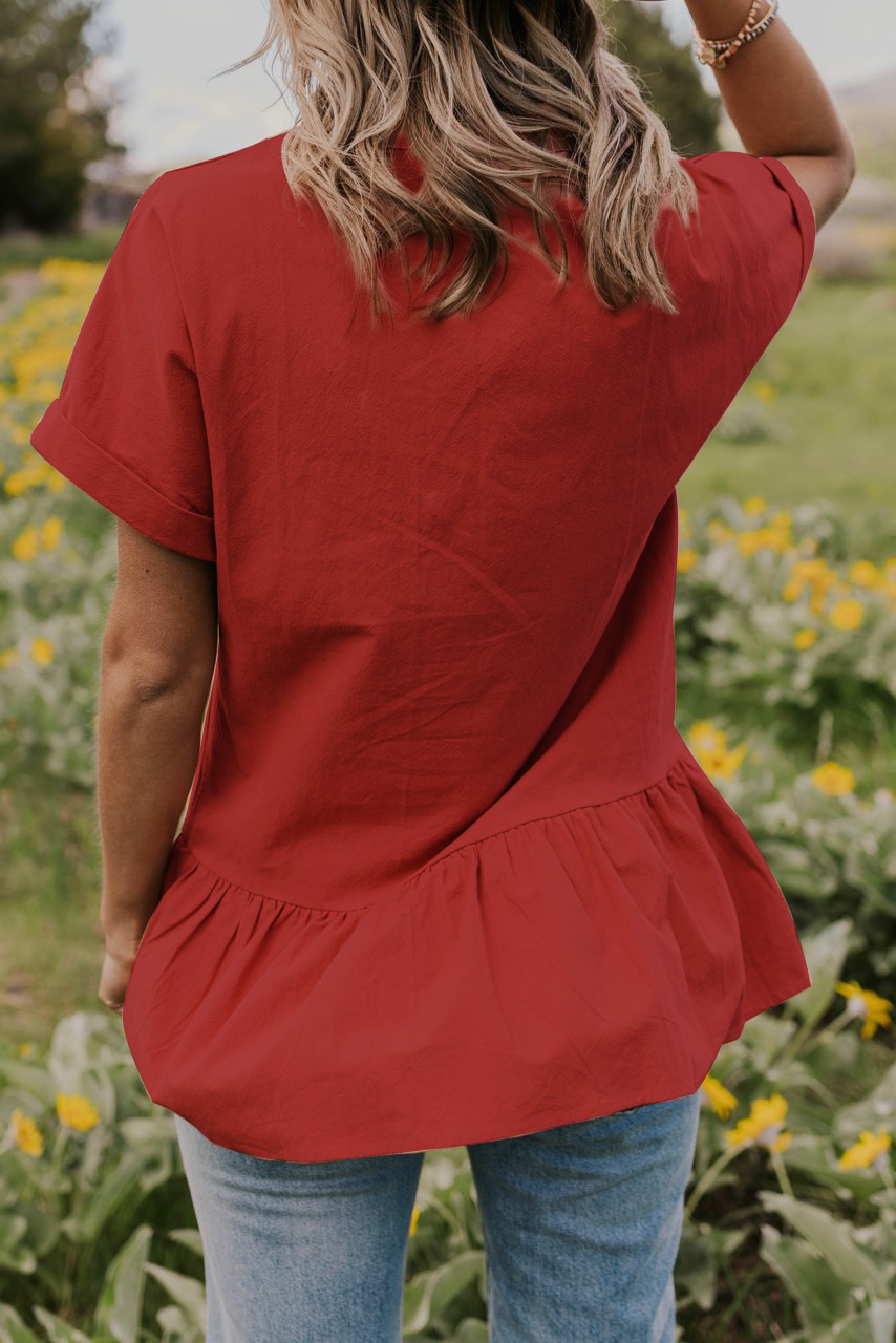 Fit-and-Flare Pocket Blouse
