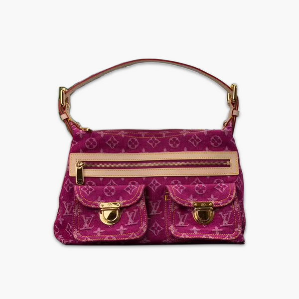 【原版皮】路易威登/LV 中古系列牛仔布手提包，选用丹宁材质铺陈Monogram图案，彰显手袋的同时囊括功能性细节，精巧点缀金色金属件，款号：M44464